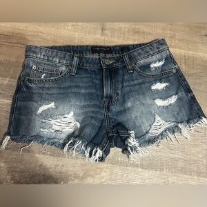 Lucky Brand Women's Ripped Jean Shorts - Dark Blue